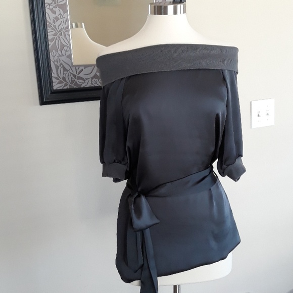 Charcoal gray off the shoulder blouse - Picture 2 of 6